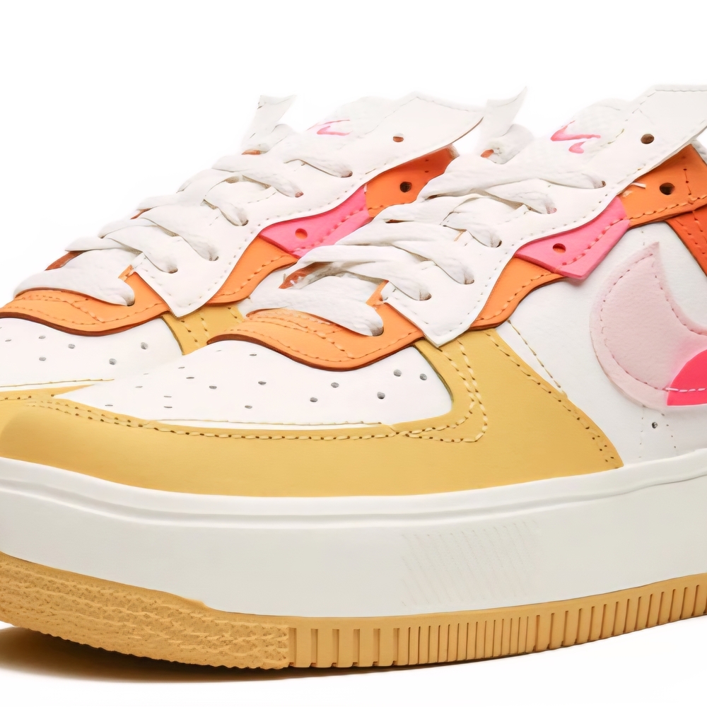 Nike Women's Sneakers in White, Pink, and Orange